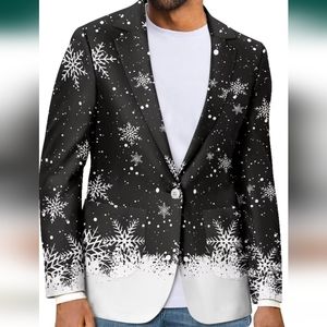 Black & white ombre snowflake Christmas blazer suit jacket